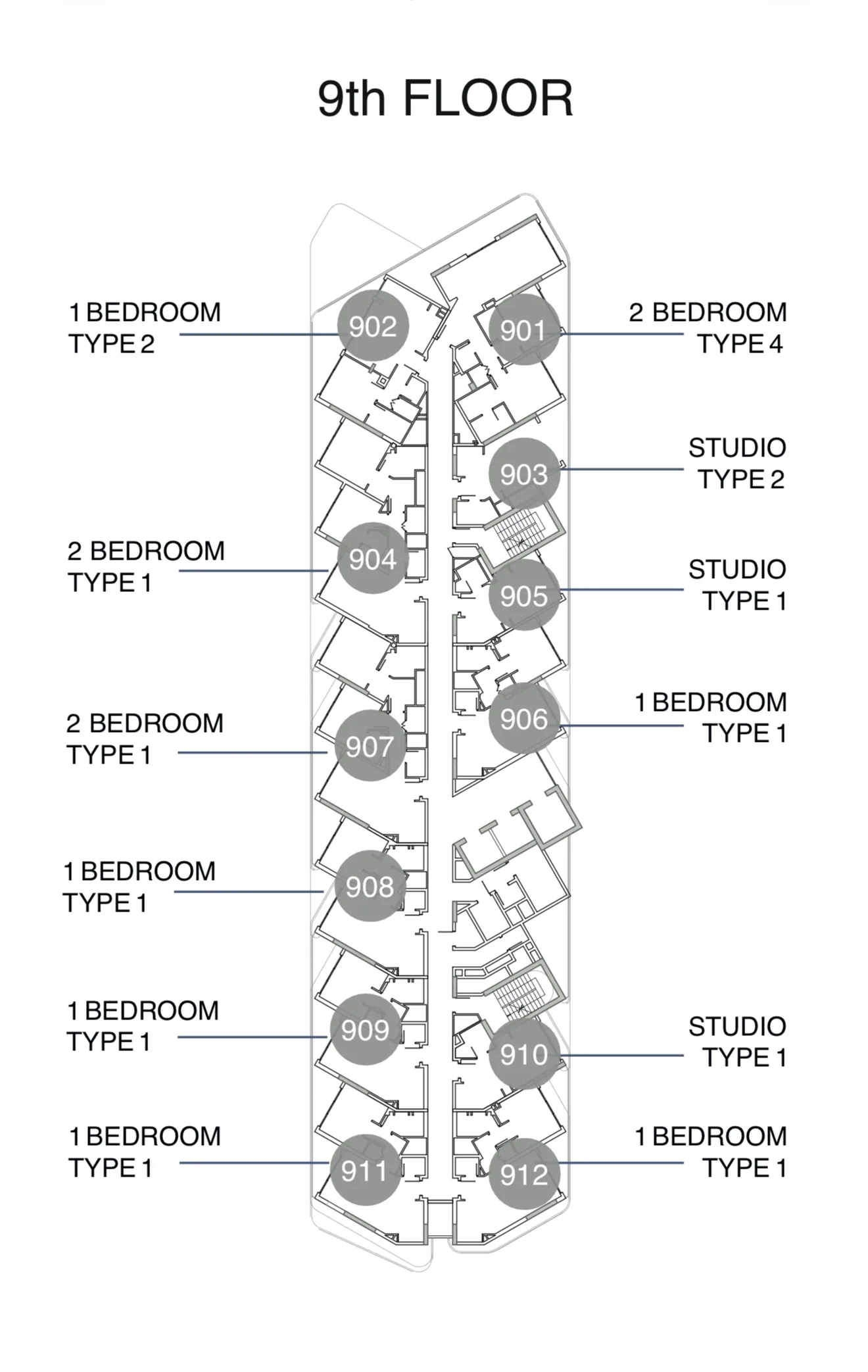Bay Views full-floor plan — 12 residences, 9,364 sqft