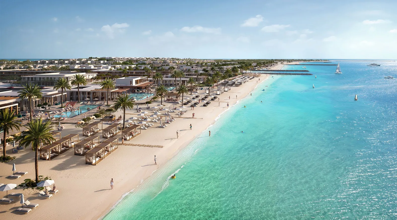 Bayn by ORA — official render of the 1.2 km natural beach and beach club, Ghantoot