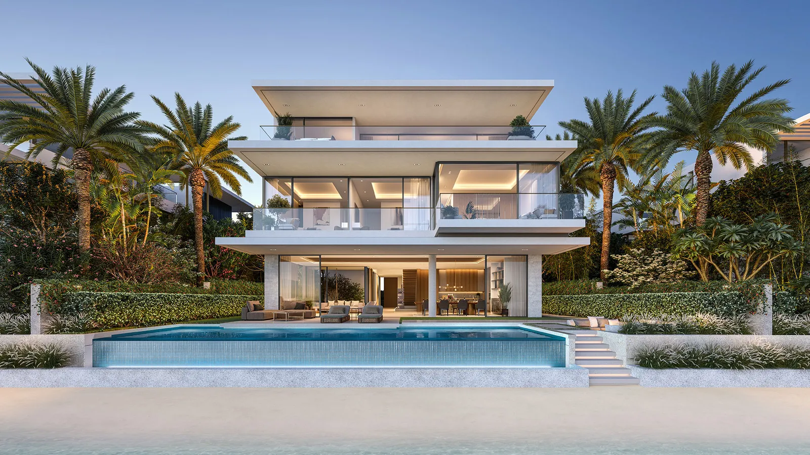 Palm Jebel Ali beach villa — official Nakheel render of a Beach Collection villa with private pool